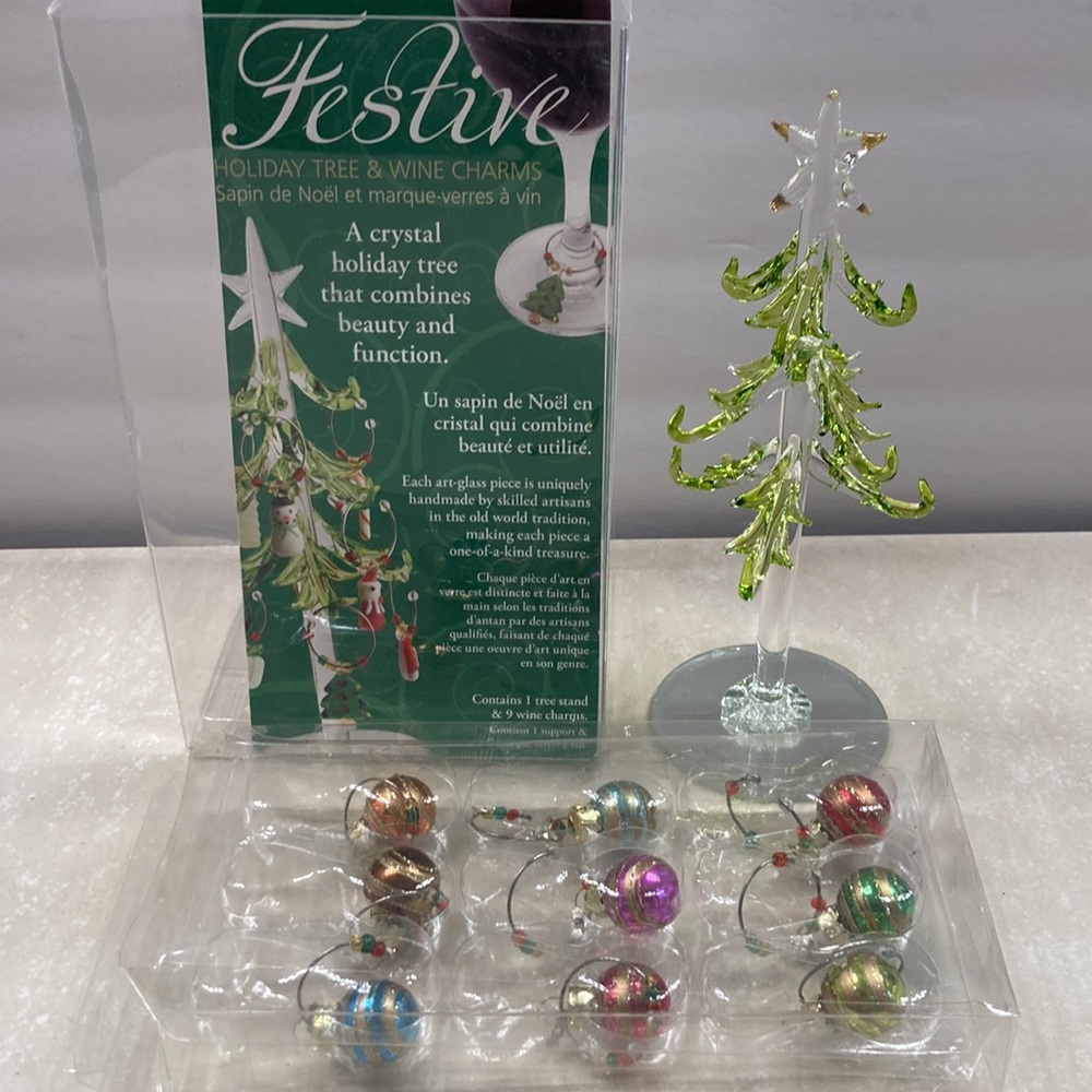 Wine Charms ornaments with glass Christmas tree for décor or function